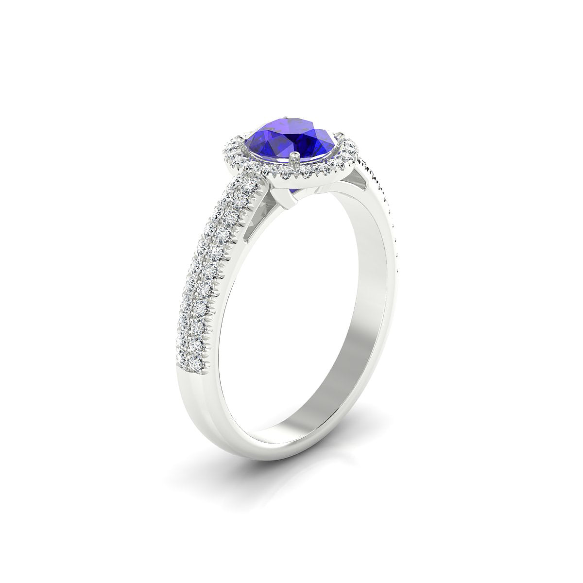 Celeste | 18k White Gold 6 mm Round Tanzanite Ring