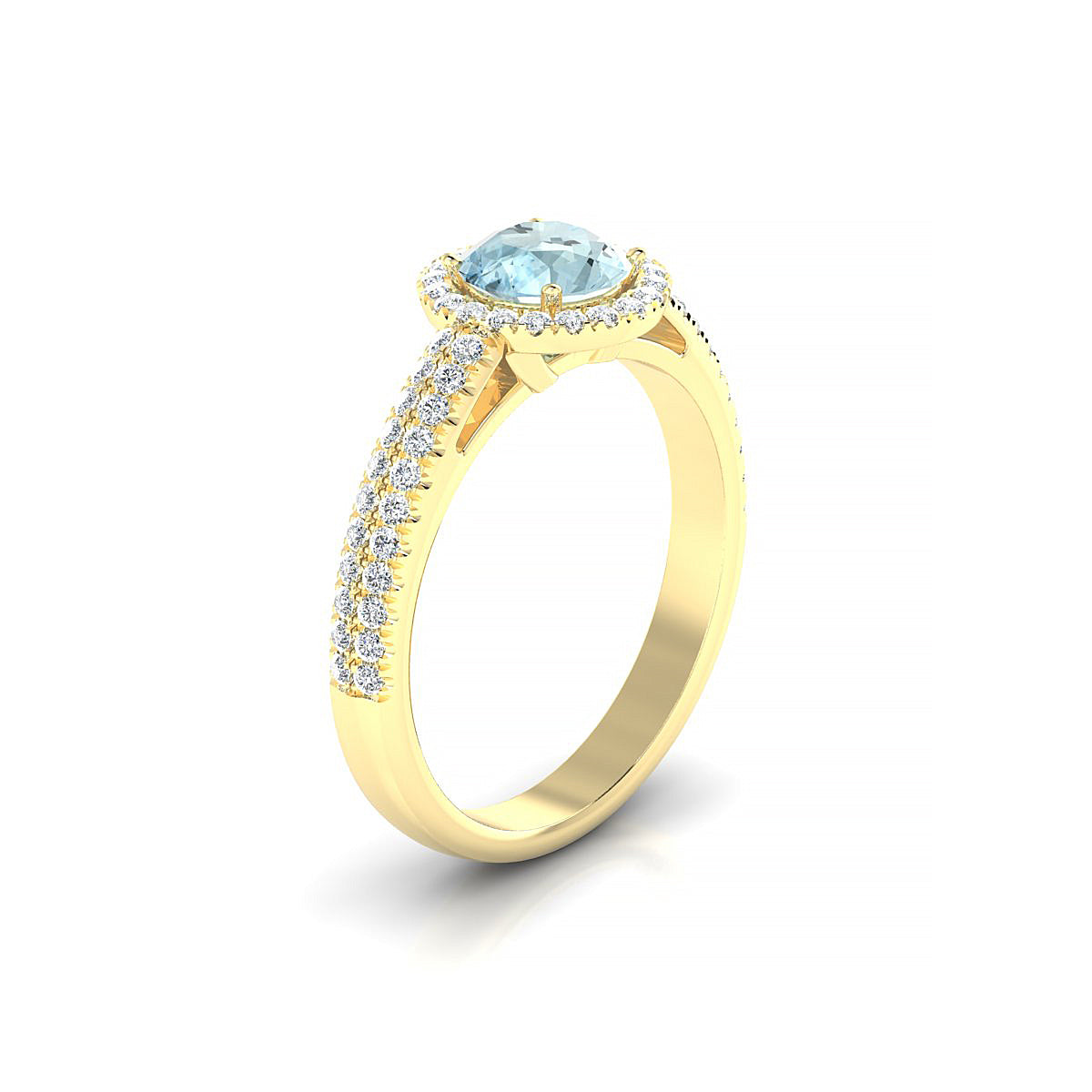 Celeste | 18k Yellow Gold 6 mm Round Aquamarine Ring