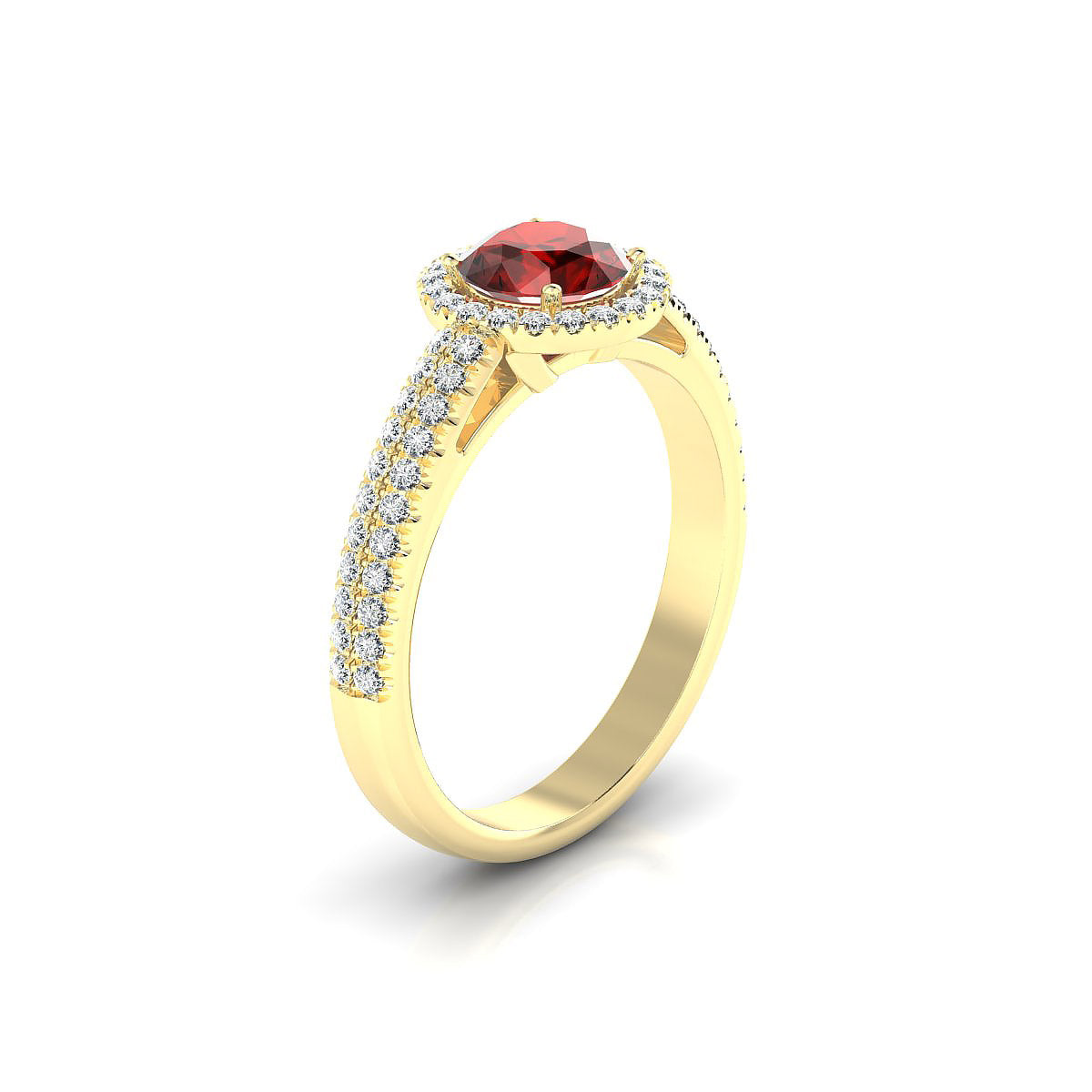Celeste | 18k Yellow Gold 6 mm Round Garnet Ring