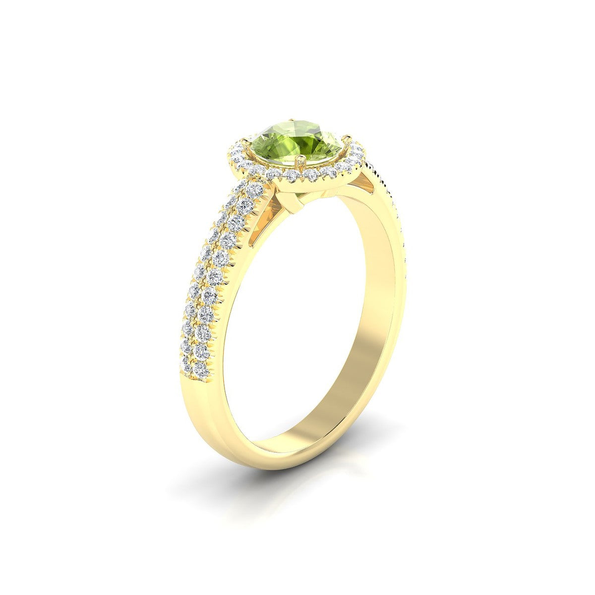 Celeste | 18k Yellow Gold 6 mm Round Peridot Ring