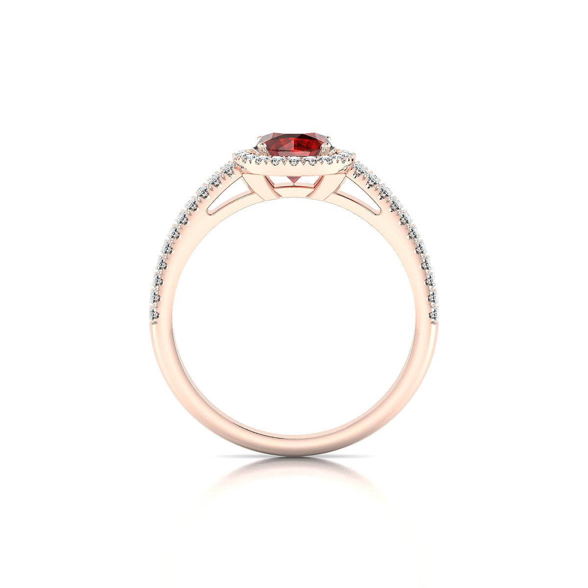 Celeste | 18k Rose Gold 6 mm Round Garnet Ring