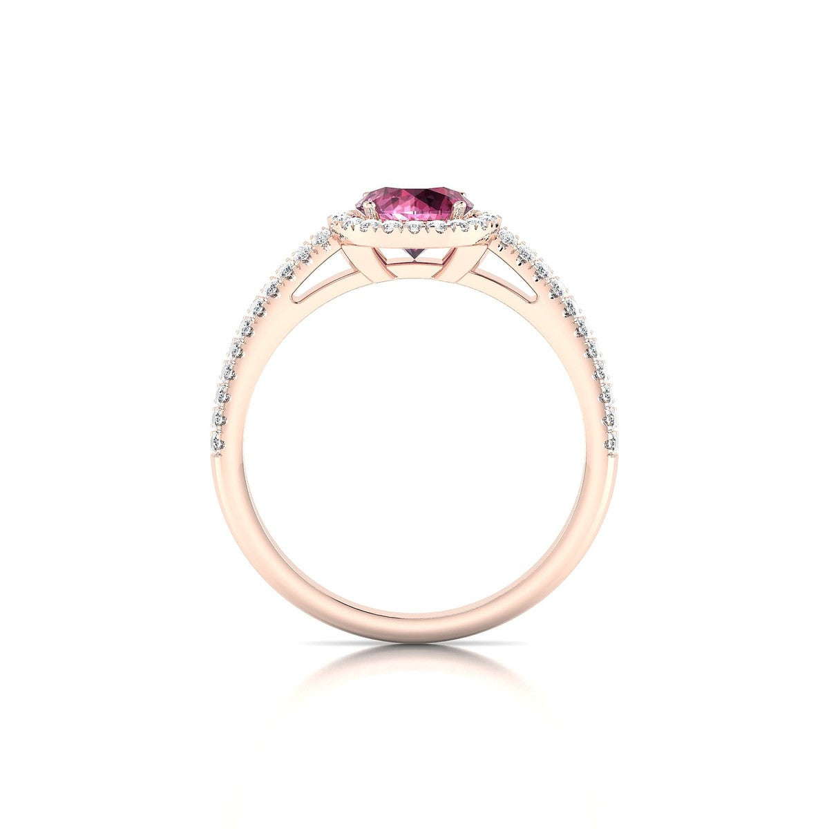 Celeste | 18k Rose Gold 6 mm Round Rhodolite Ring