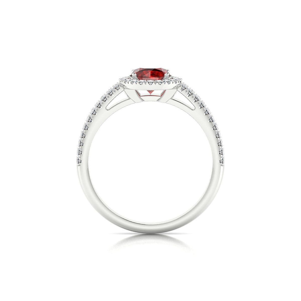 Celeste | 18k White Gold 6 mm Round Garnet Ring