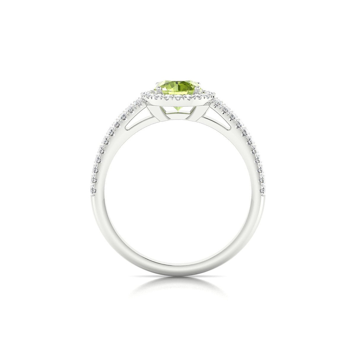 Celeste | 18k White Gold 6 mm Round Peridot Ring