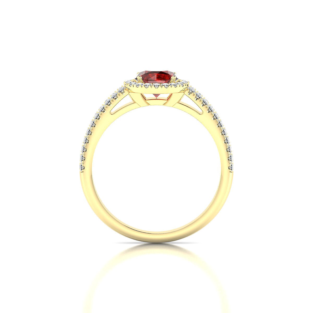 Celeste | 18k Yellow Gold 6 mm Round Garnet Ring