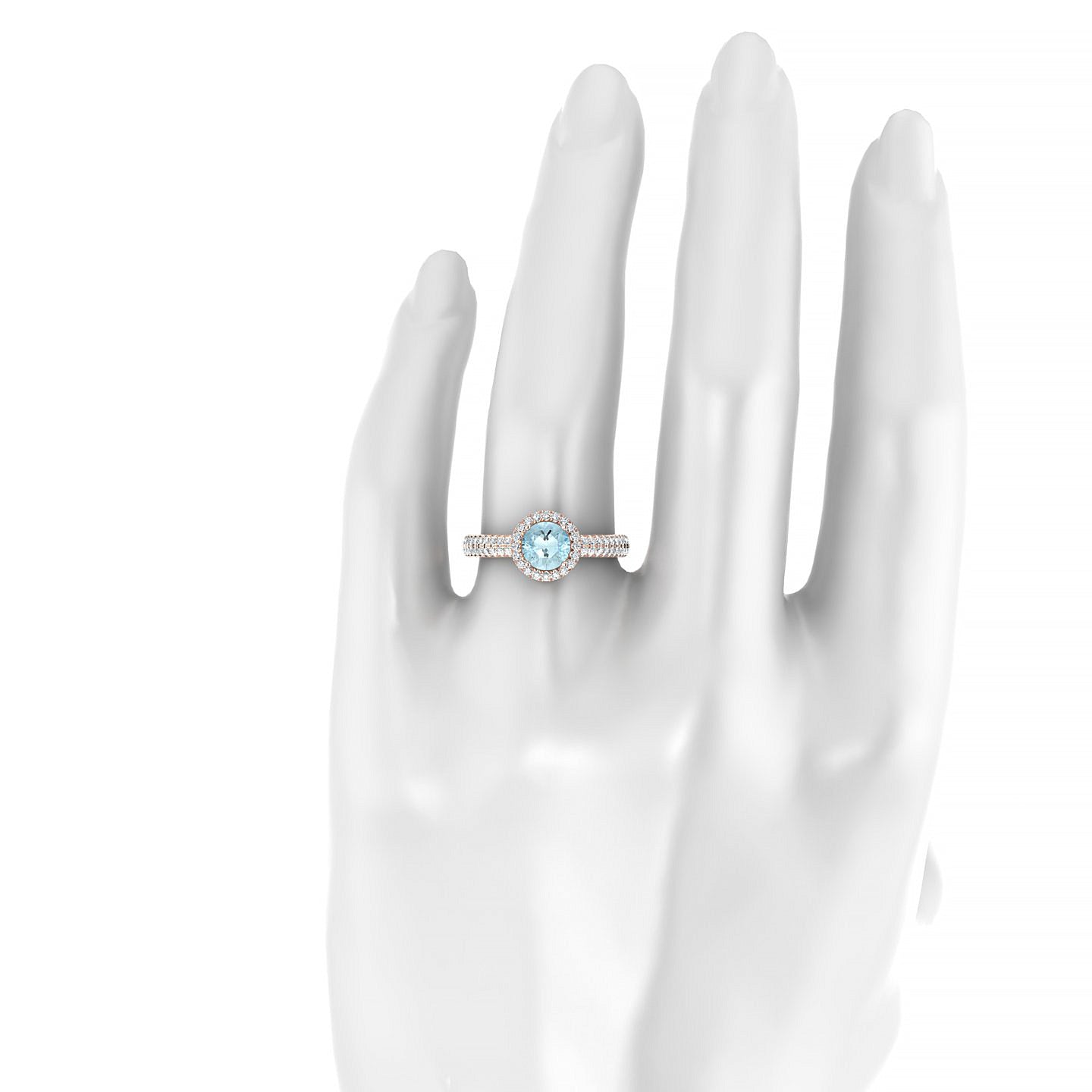 Celeste | 18k Rose Gold 6 mm Round Aquamarine Ring