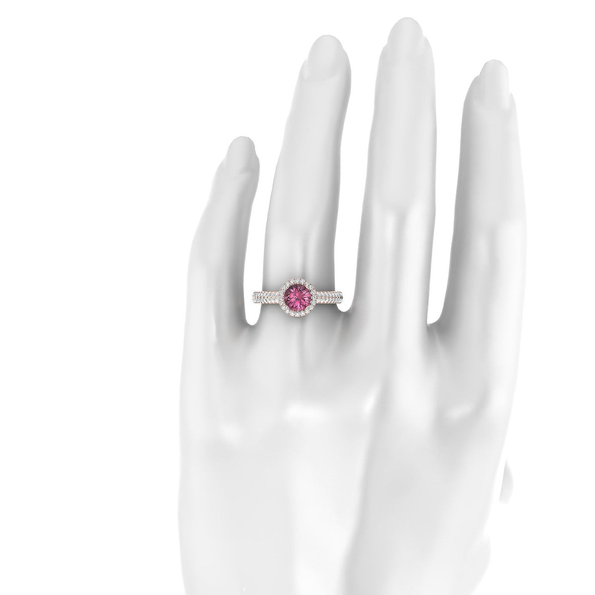 Celeste | 18k Rose Gold 6 mm Round Rhodolite Ring