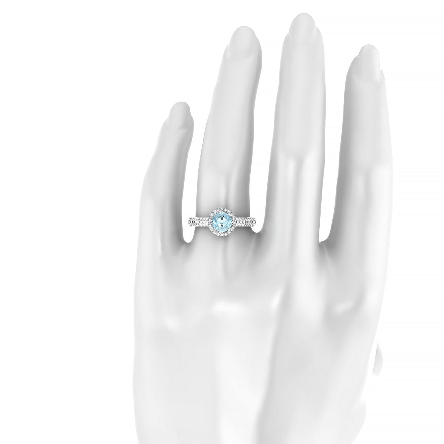 Celeste | 18k White Gold 6 mm Round Aquamarine Ring