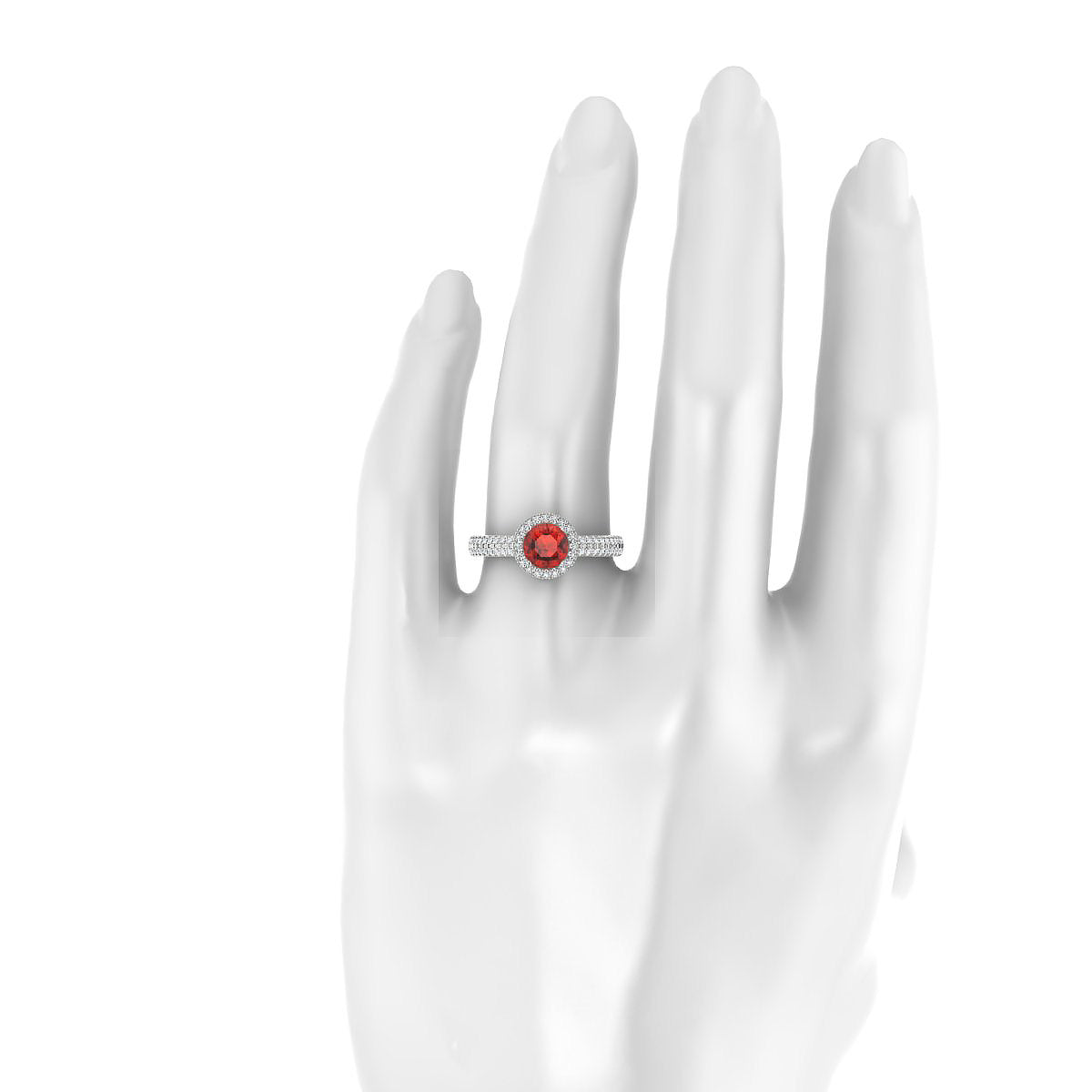 Celeste | 18k White Gold 6 mm Round Garnet Ring