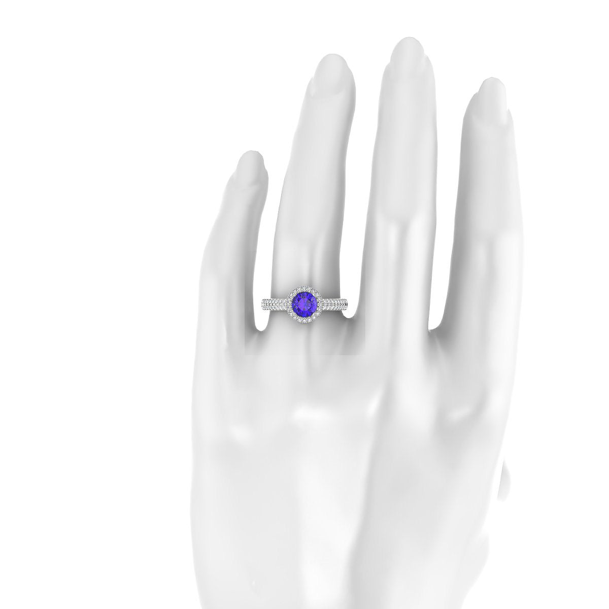 Celeste | 18k White Gold 6 mm Round Tanzanite Ring