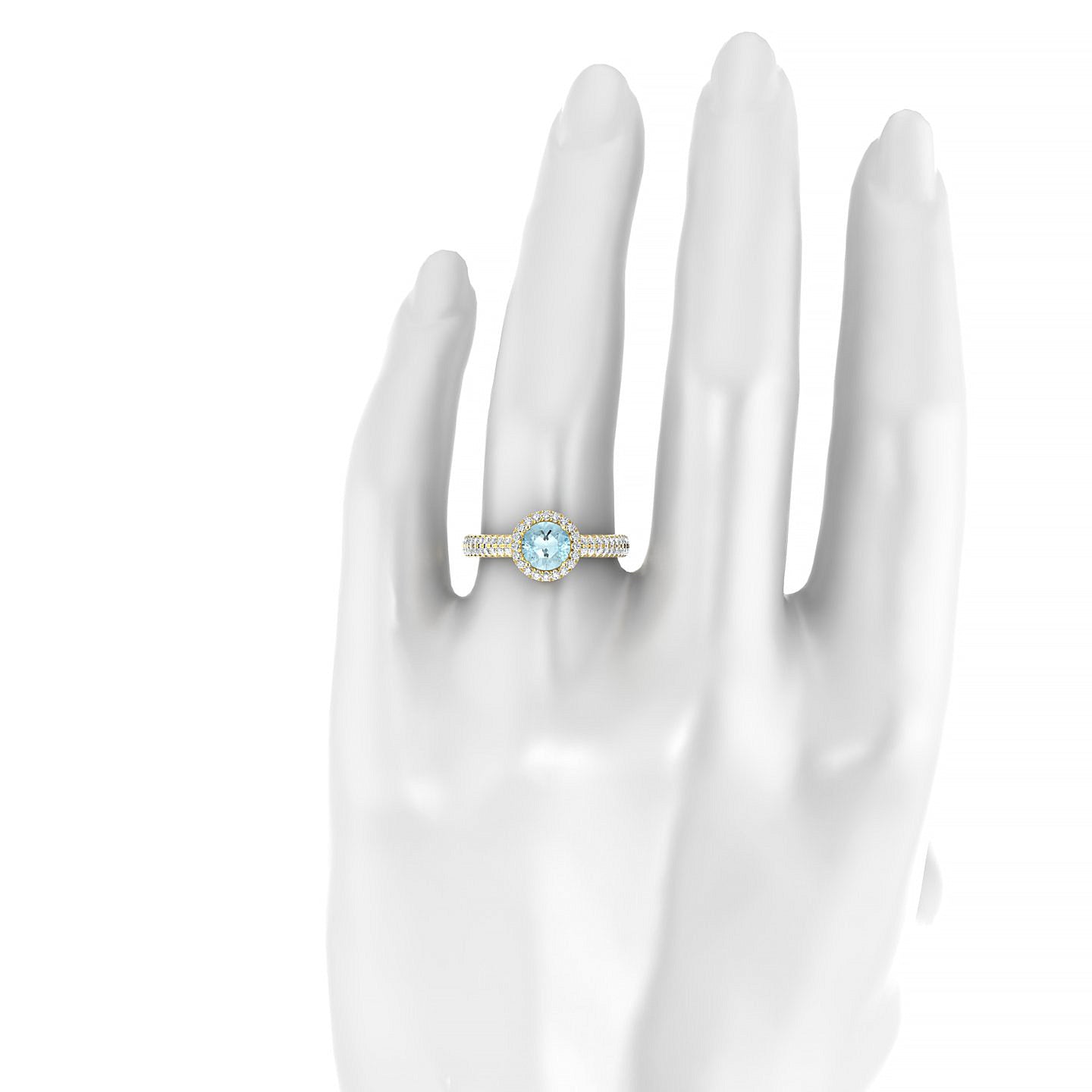 Celeste | 18k Yellow Gold 6 mm Round Aquamarine Ring