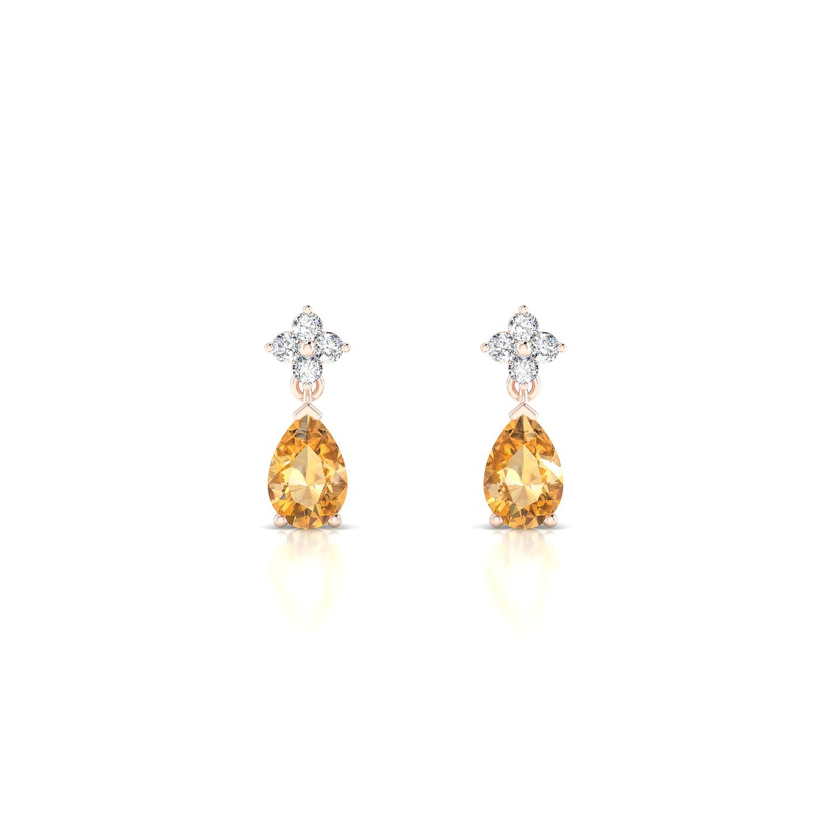 Celestial | 18k Rose Gold 6 x 4 mm Pear Citrine Earrings