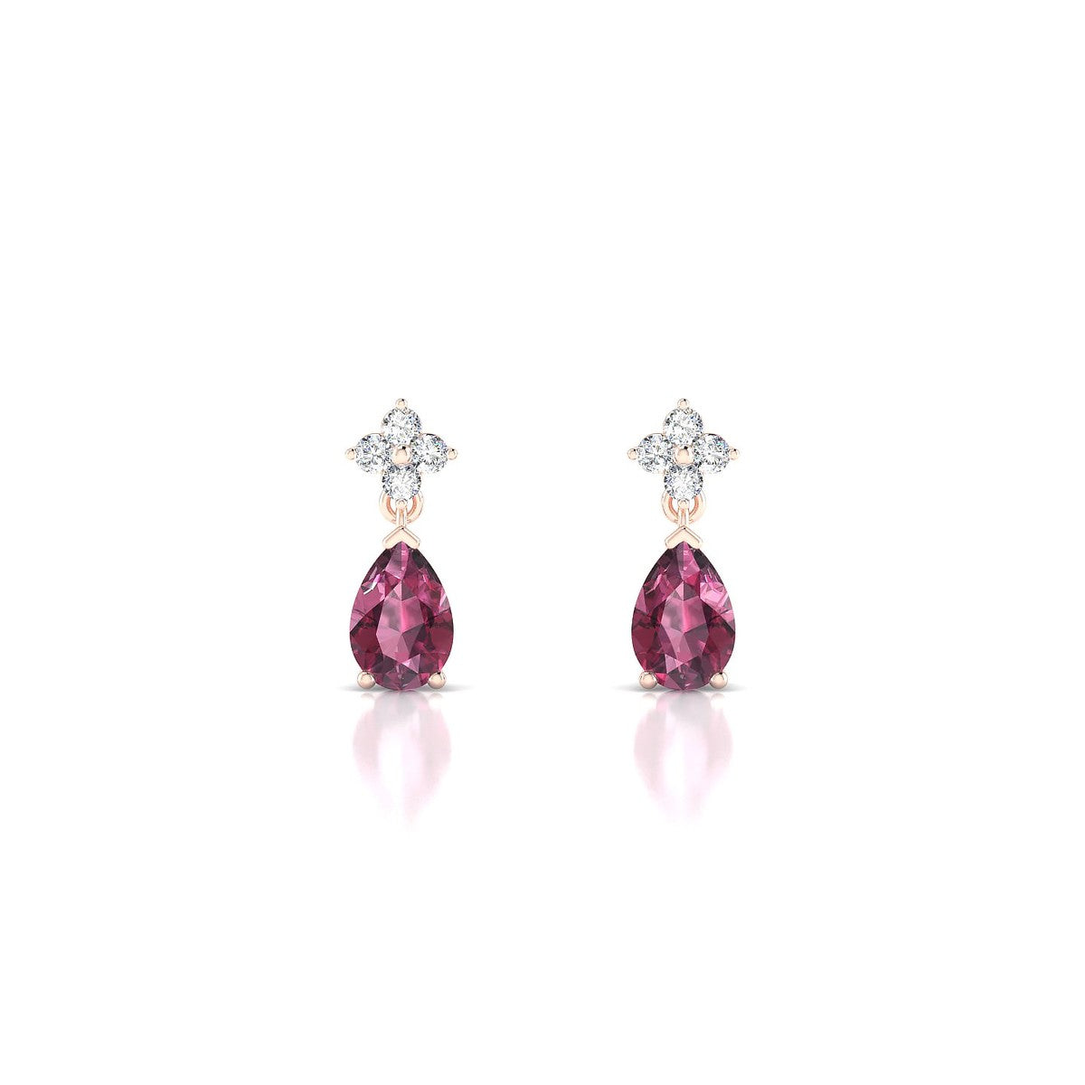Celestial | 18k Rose Gold 6 x 4 mm Pear Rhodolite Earrings