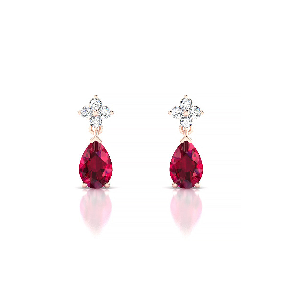 Celestial | 18k Rose Gold 6 x 4 mm Pear Ruby Earrings