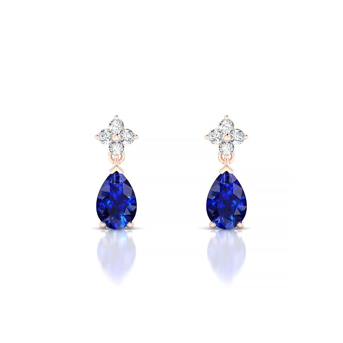 Celestial | 18k Rose Gold 6 x 4 mm Pear Sapphire Earrings