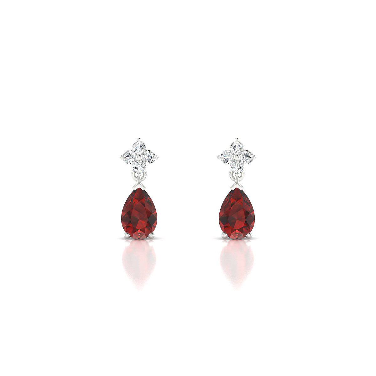Celestial | 18k White Gold 6 x 4 mm Pear Garnet Earrings