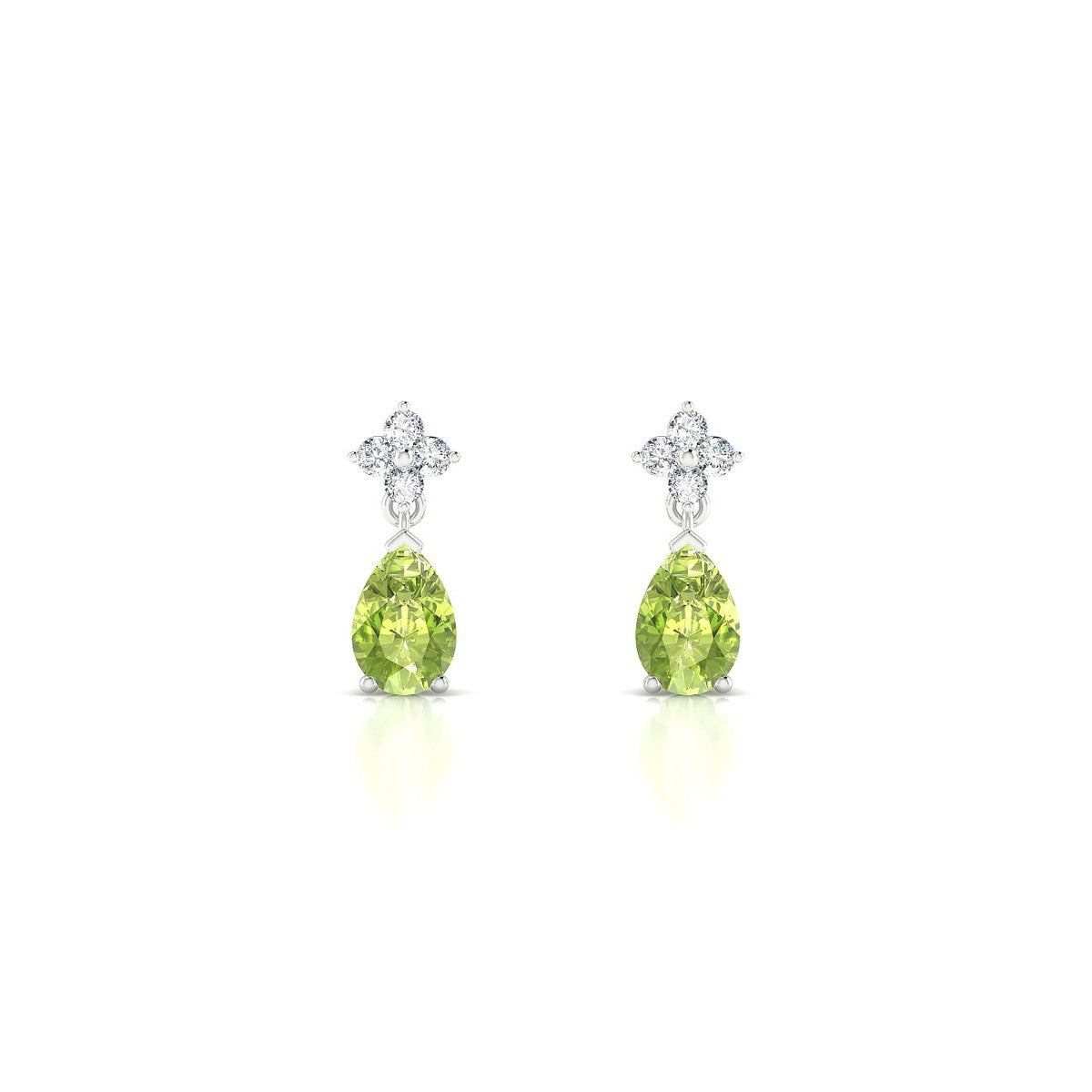 Celestial | 18k White Gold 6 x 4 mm Pear Peridot Earrings