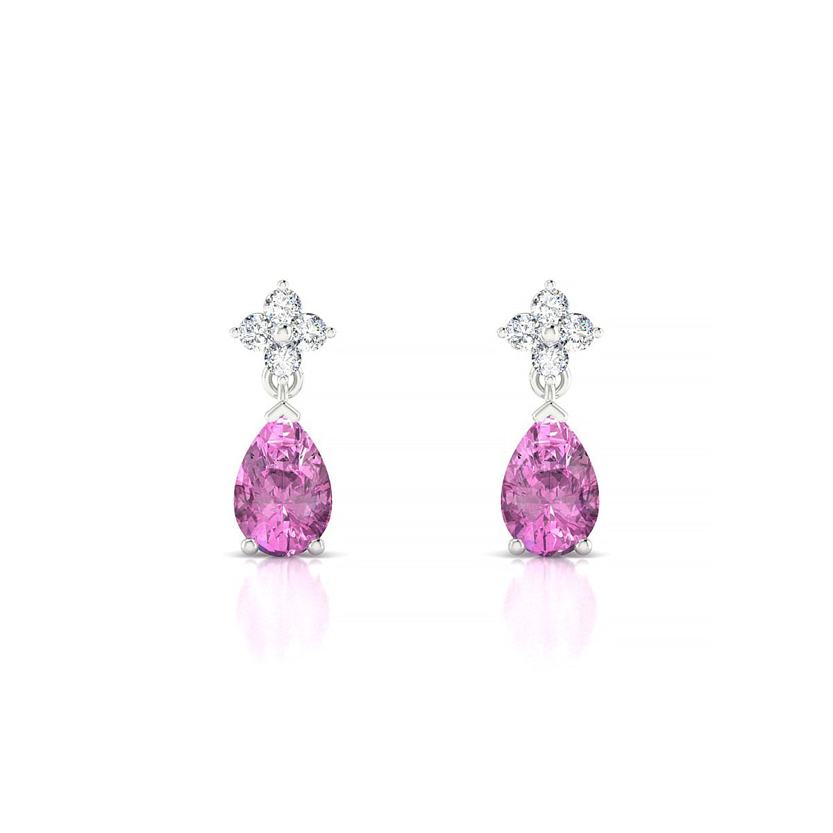 Celestial | 18k White Gold 6 x 4 mm Pear Pink Sapphire Earrings