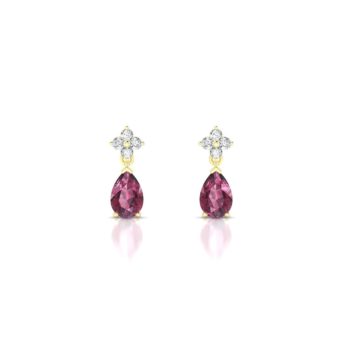 Celestial | 18k Yellow Gold 6 x 4 mm Pear Rhodolite Earrings