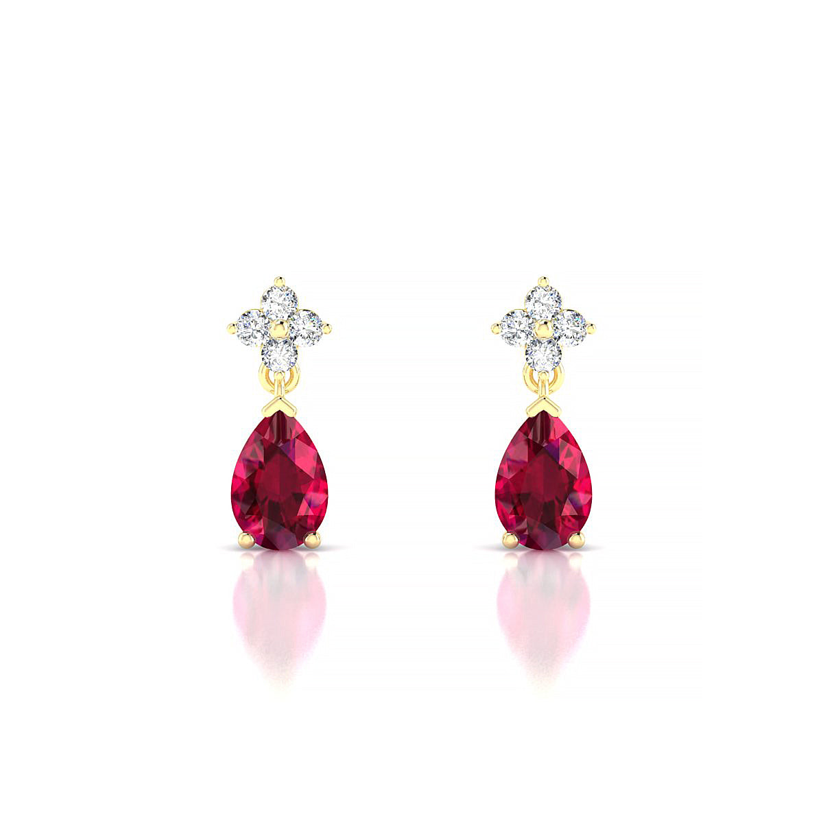 Celestial | 18k Yellow Gold 6 x 4 mm Pear Ruby Earrings