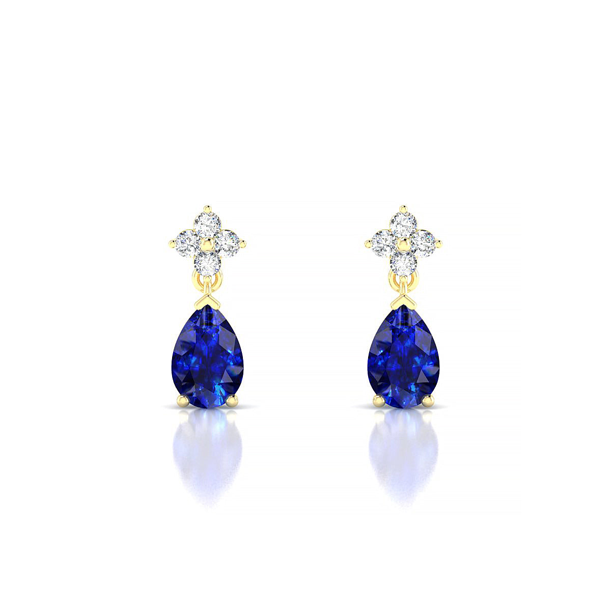 Celestial | 18k Yellow Gold 6 x 4 mm Pear Sapphire Earrings