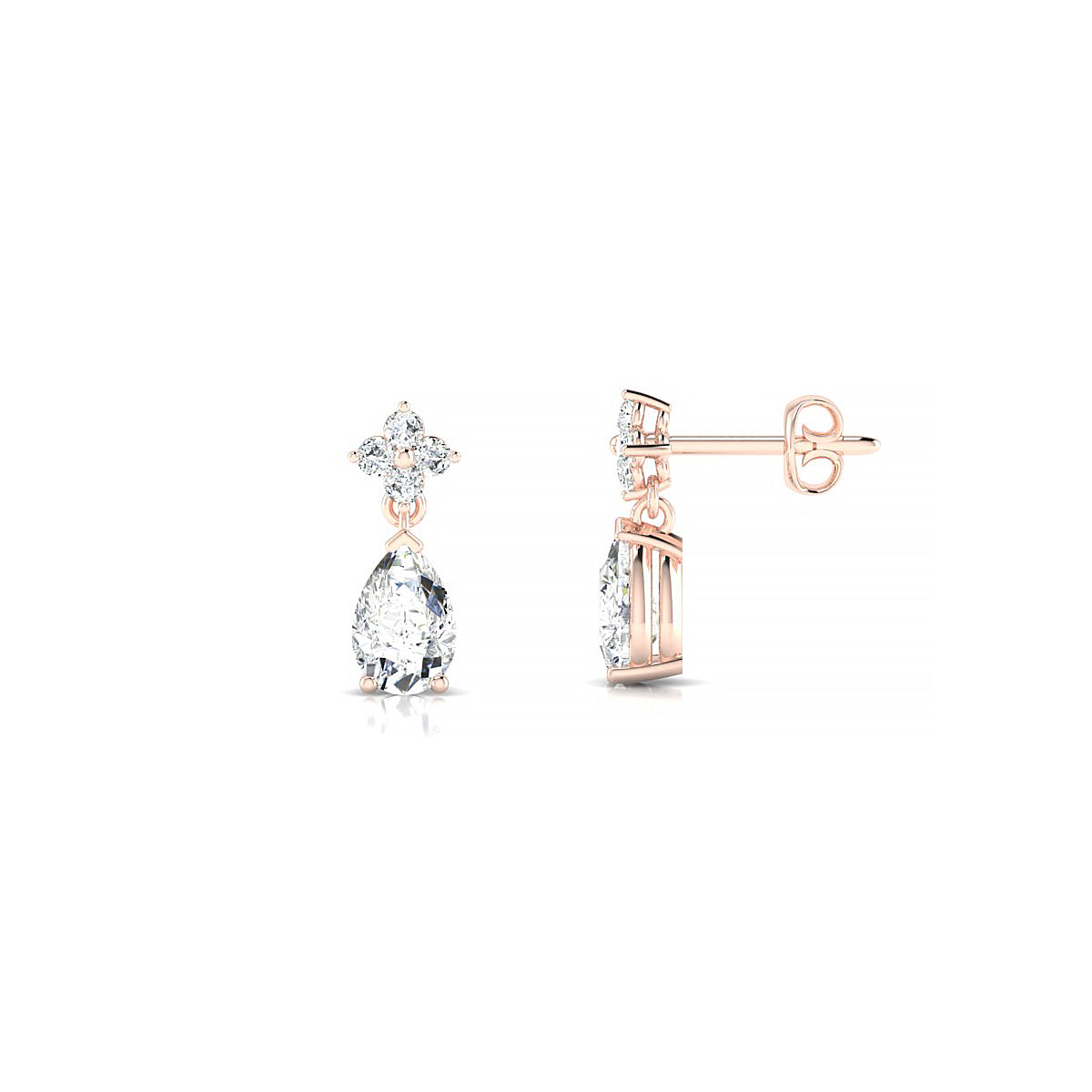 Celestial | 18k Rose Gold 6 x 4 mm Pear Diamond Earrings