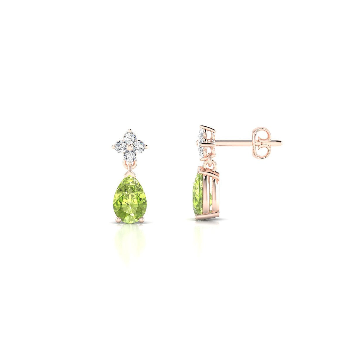 Celestial | 18k Rose Gold 6 x 4 mm Pear Peridot Earrings