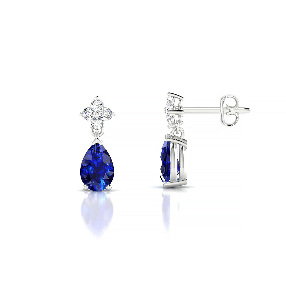Celestial | 18k White Gold 6 x 4 mm Pear Sapphire Earrings