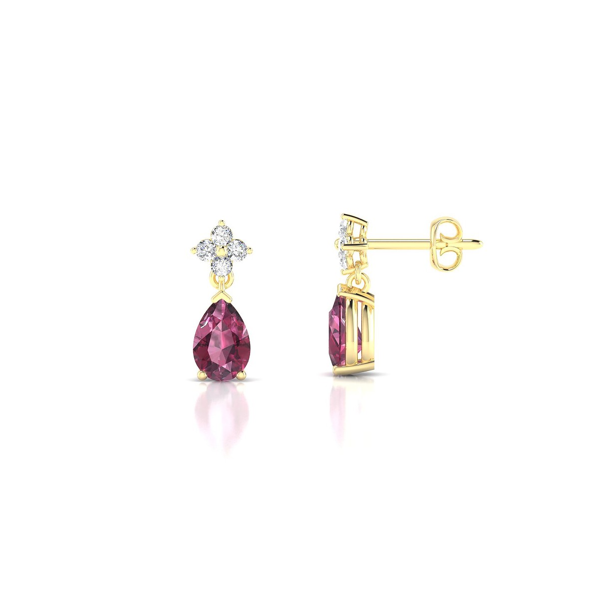 Celestial | 18k Yellow Gold 6 x 4 mm Pear Rhodolite Earrings