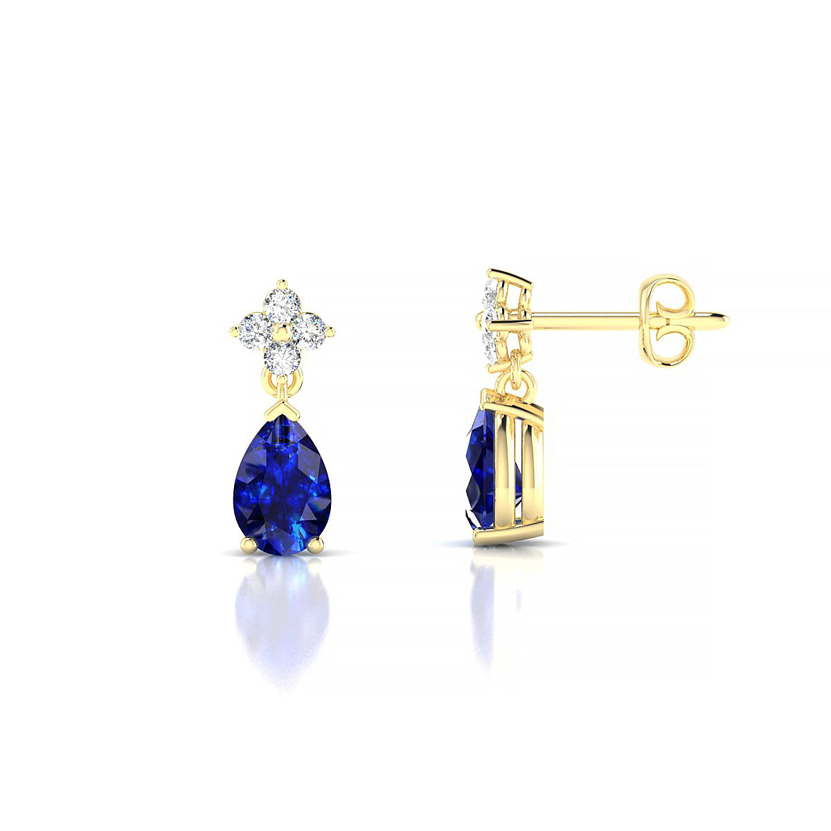 Celestial | 18k Yellow Gold 6 x 4 mm Pear Sapphire Earrings