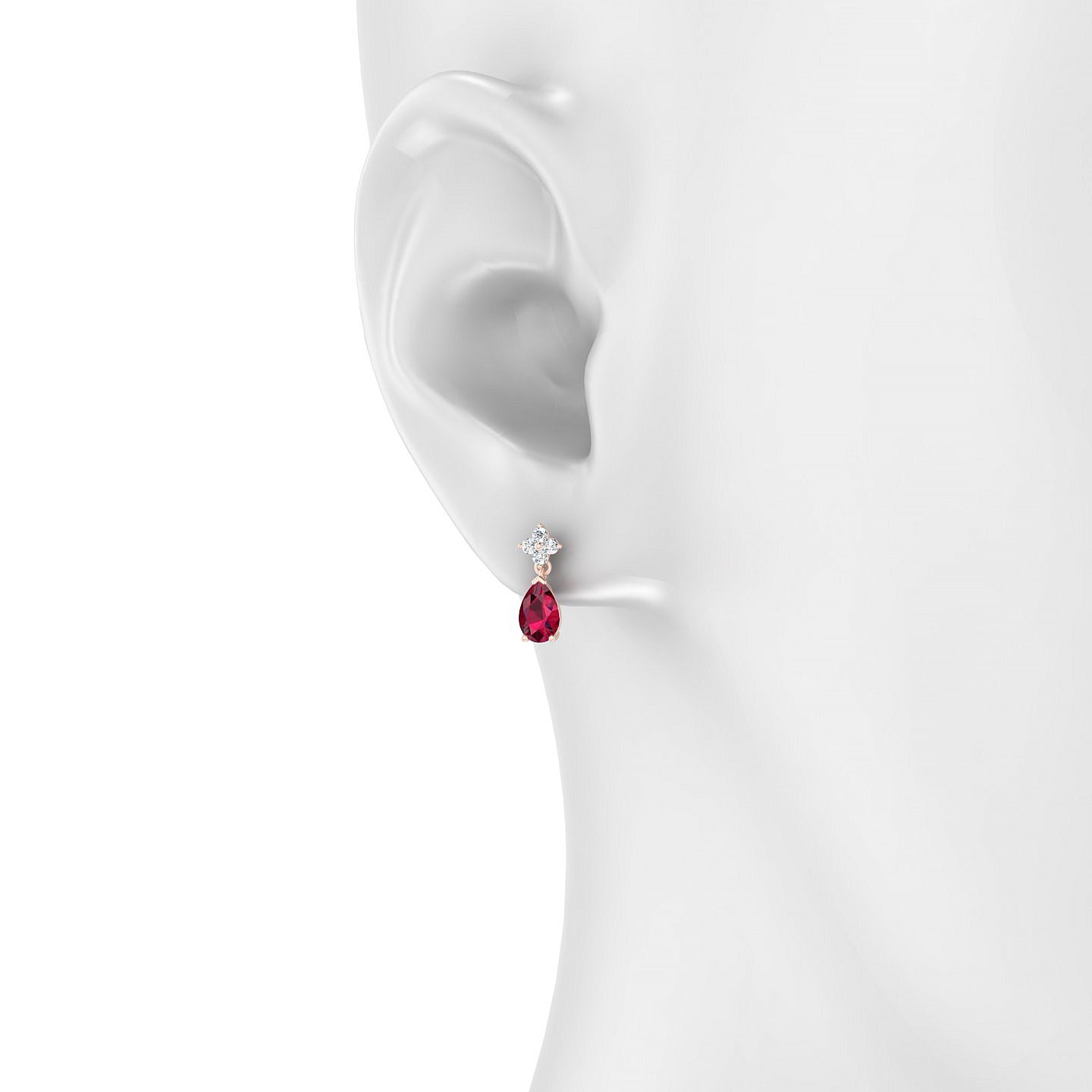 Celestial | 18k Rose Gold 6 x 4 mm Pear Ruby Earrings