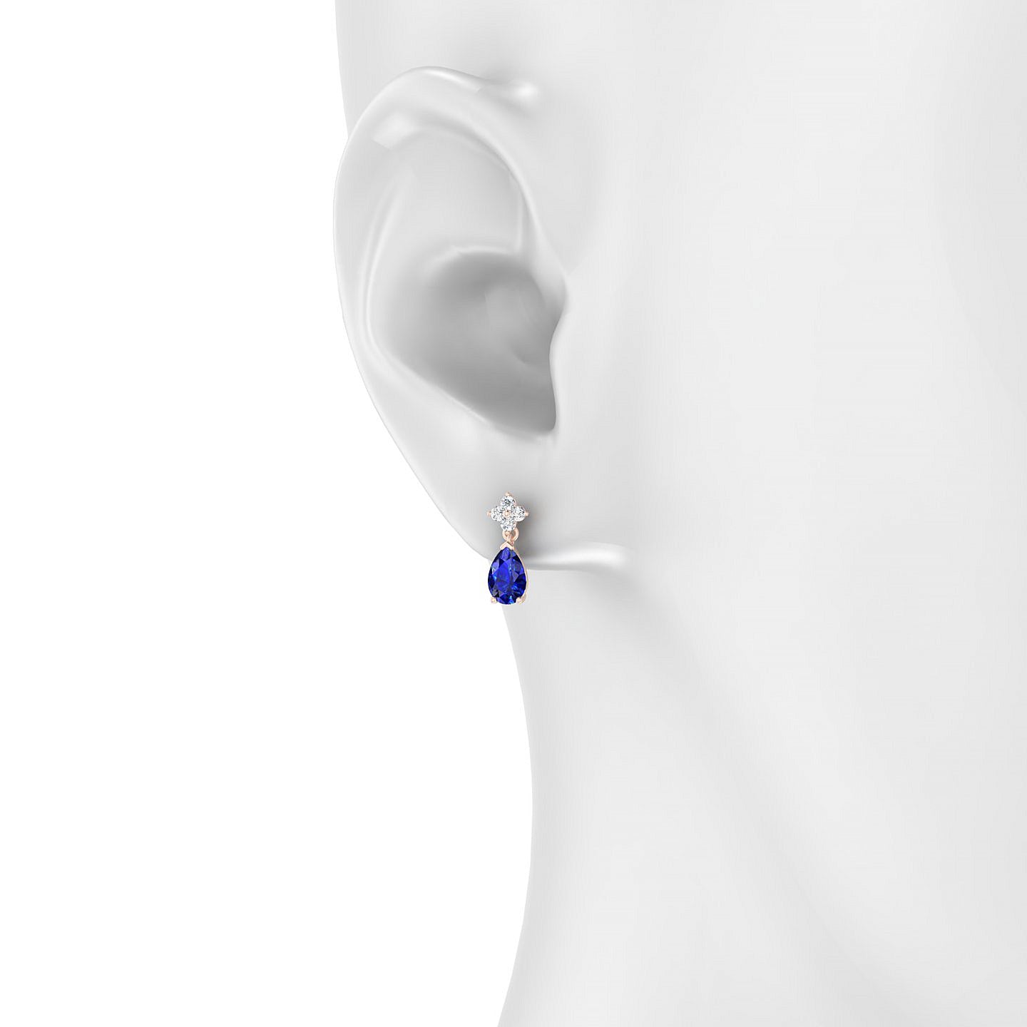 Celestial | 18k Rose Gold 6 x 4 mm Pear Sapphire Earrings