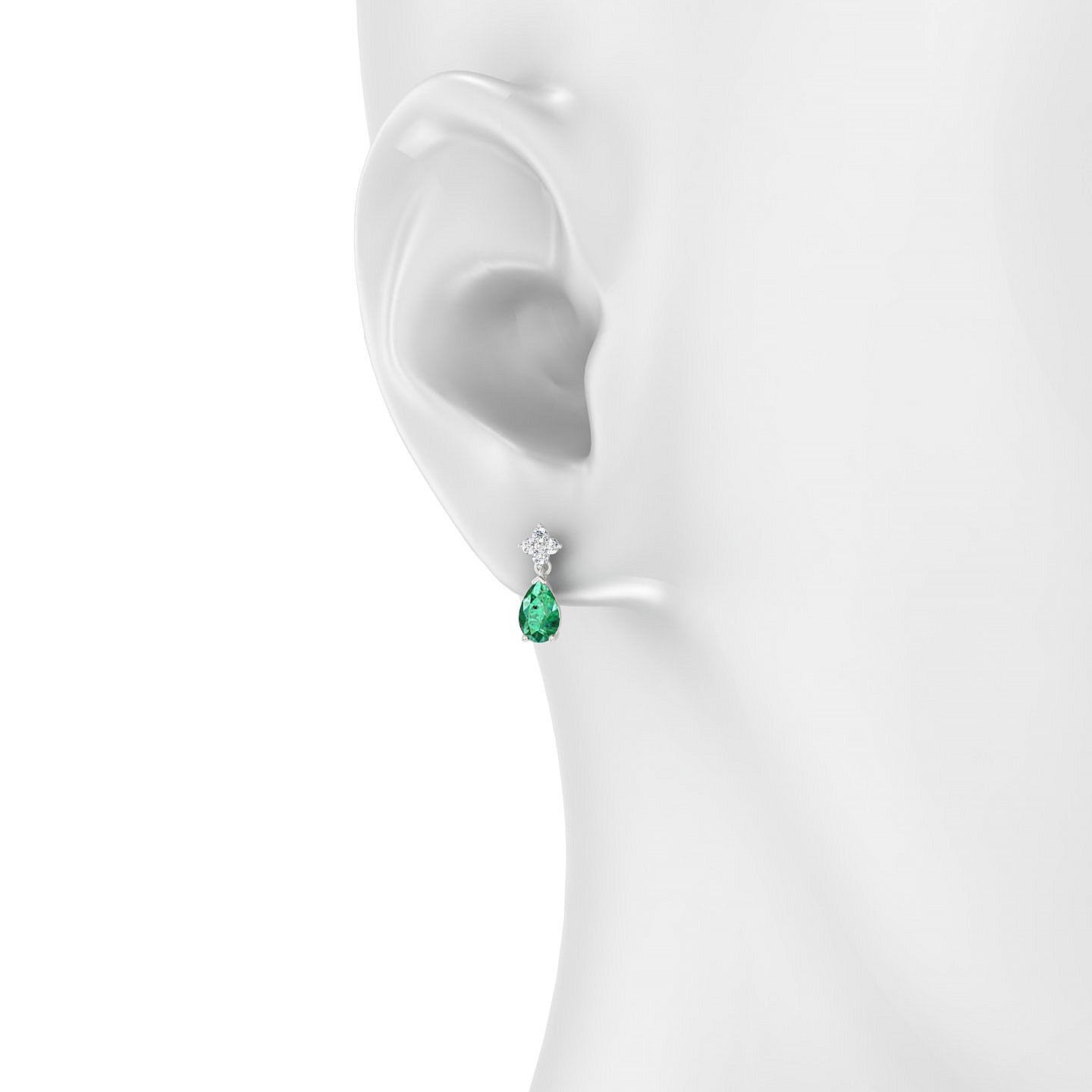 Celestial | 18k White Gold 6 x 4 mm Pear Emerald Earrings