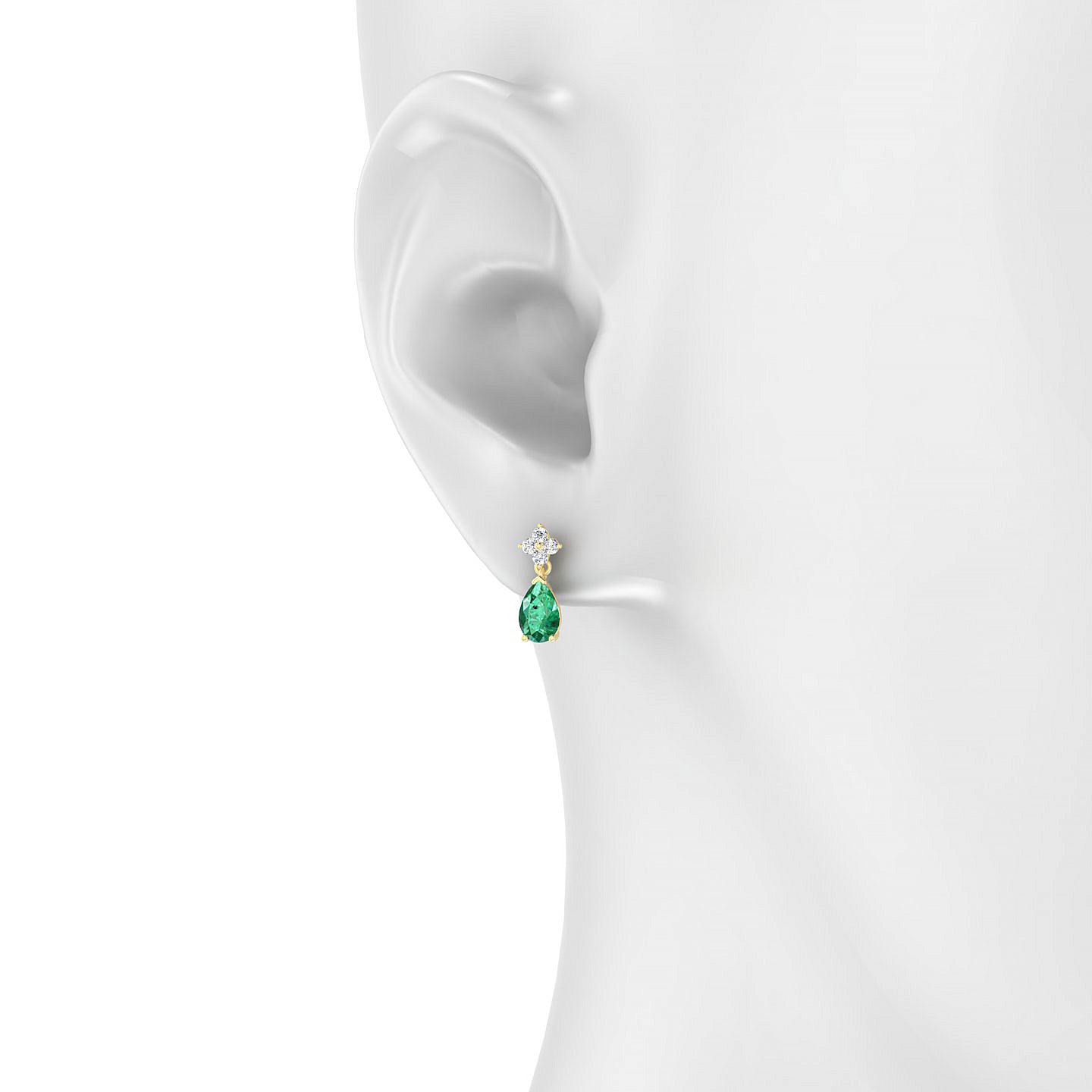Celestial | 18k Yellow Gold 6 x 4 mm Pear Emerald Earrings