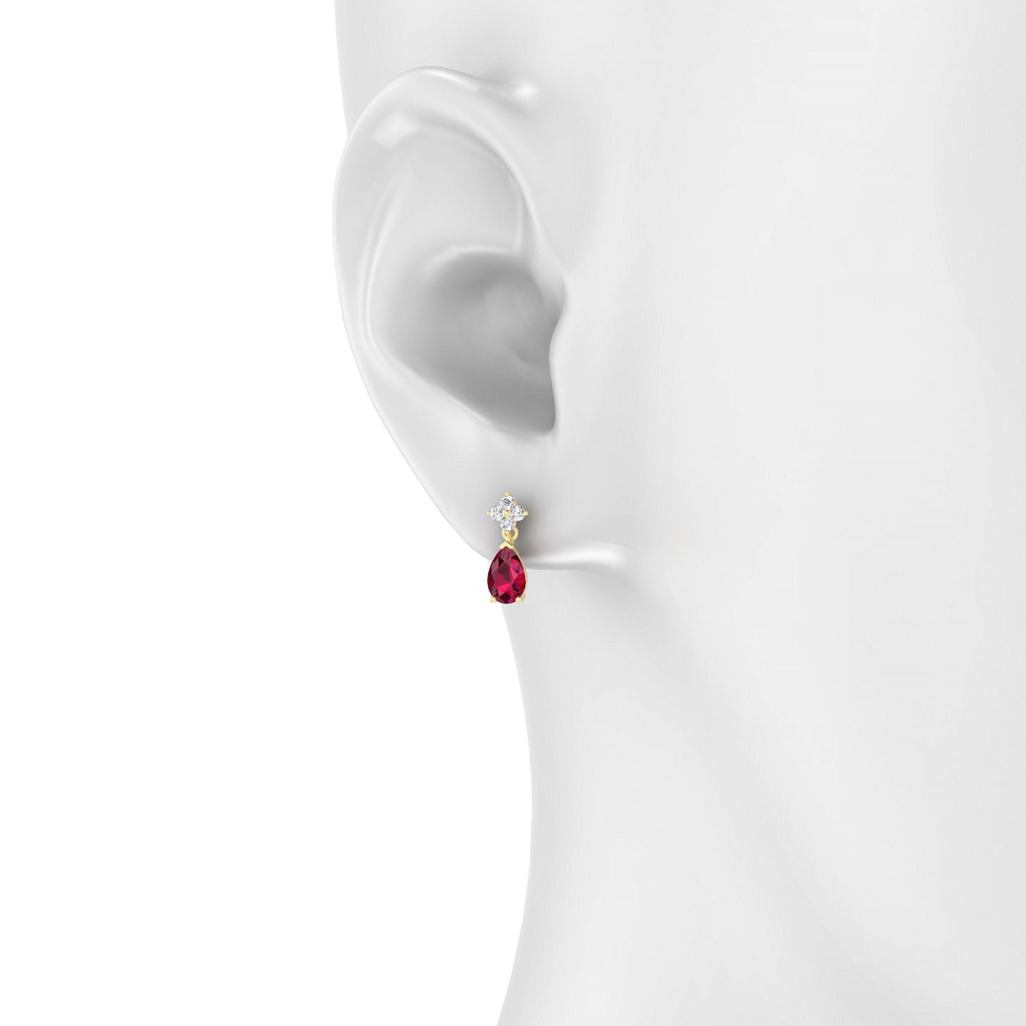 Celestial | 18k Yellow Gold 6 x 4 mm Pear Ruby Earrings