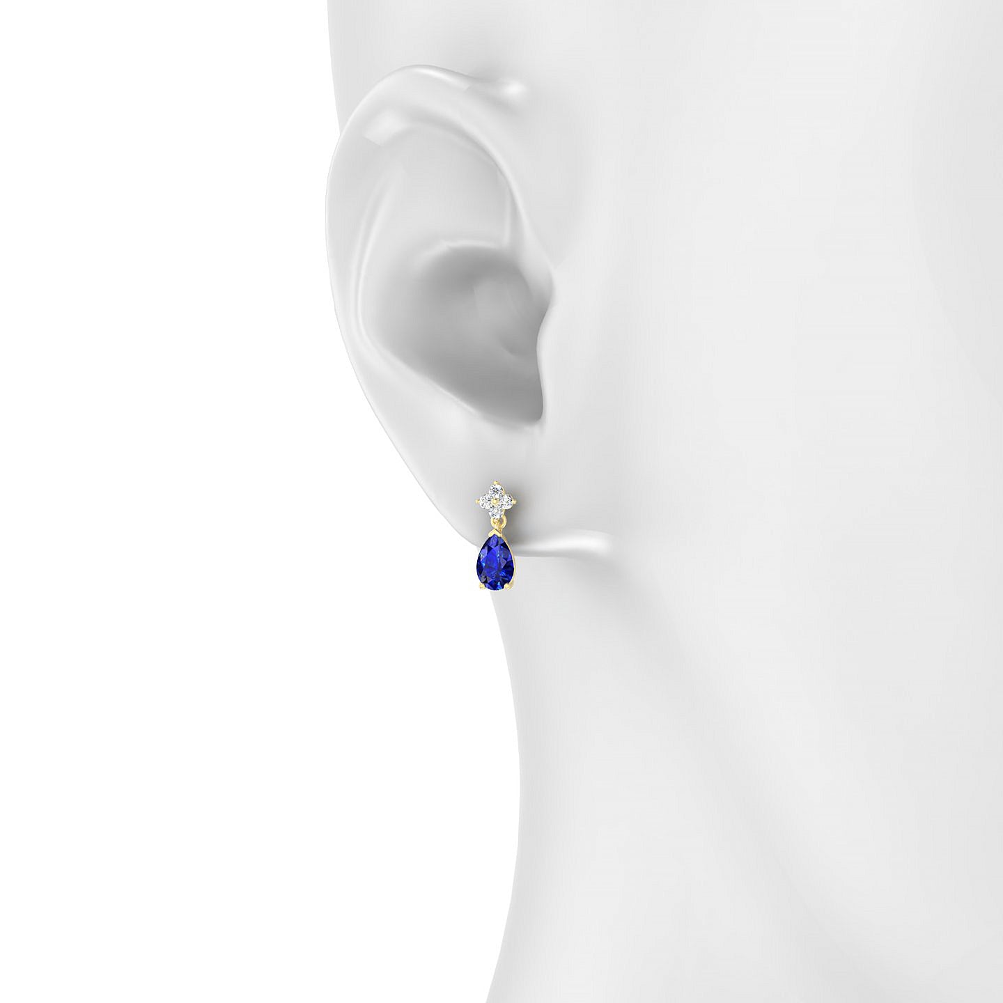 Celestial | 18k Yellow Gold 6 x 4 mm Pear Sapphire Earrings