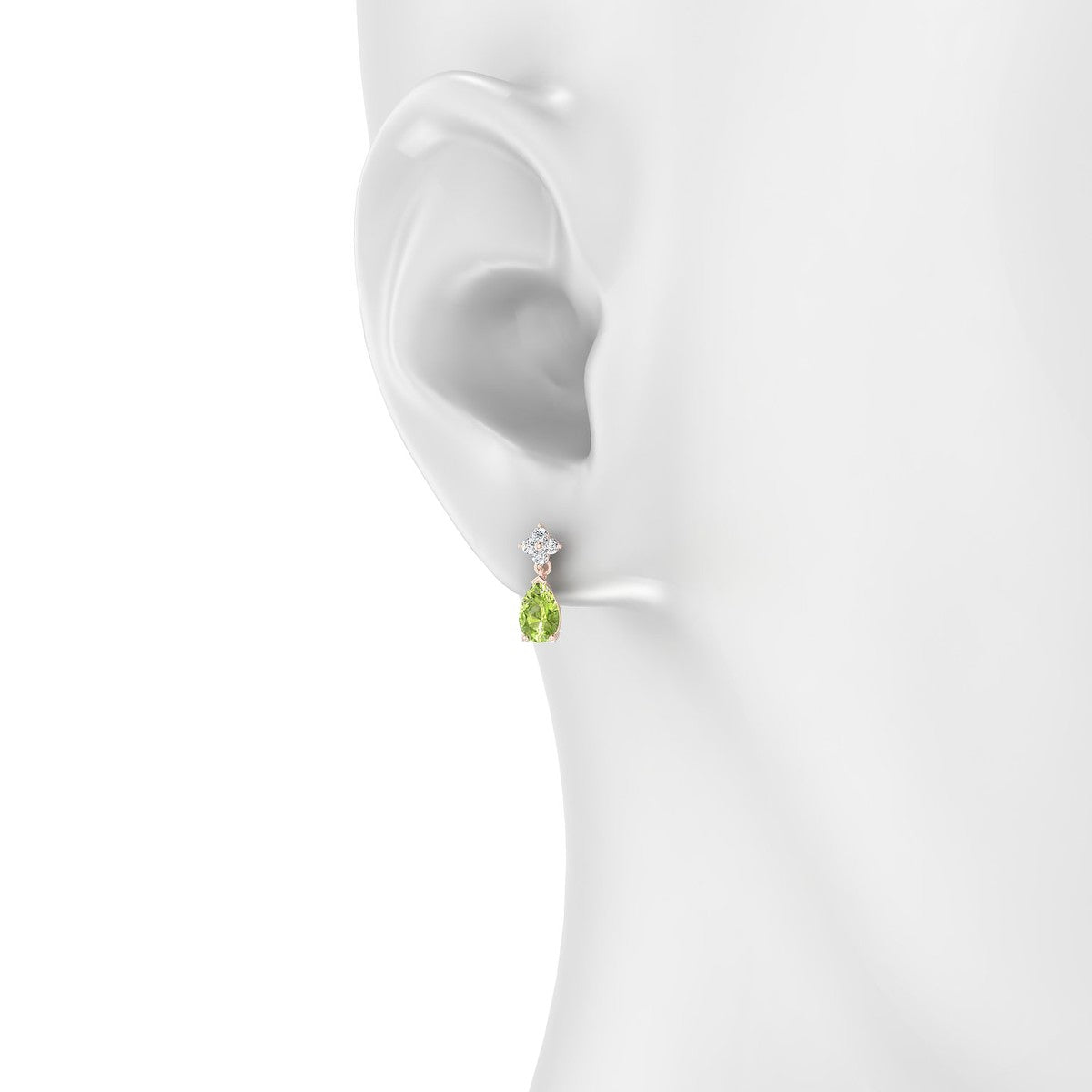 Celestial | 18k Rose Gold 6 x 4 mm Pear Peridot Earrings