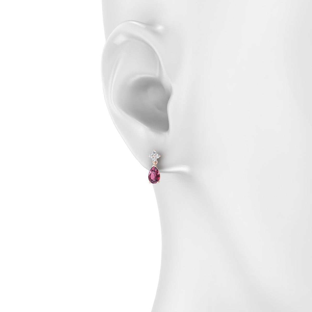 Celestial | 18k Rose Gold 6 x 4 mm Pear Rhodolite Earrings