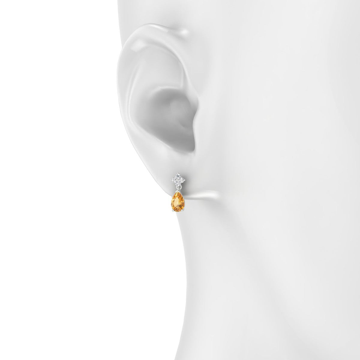 Celestial | 18k White Gold 6 x 4 mm Pear Citrine Earrings