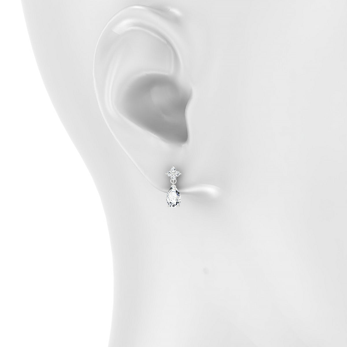 Celestial | 18k White Gold 6 x 4 mm Pear Diamond Earrings