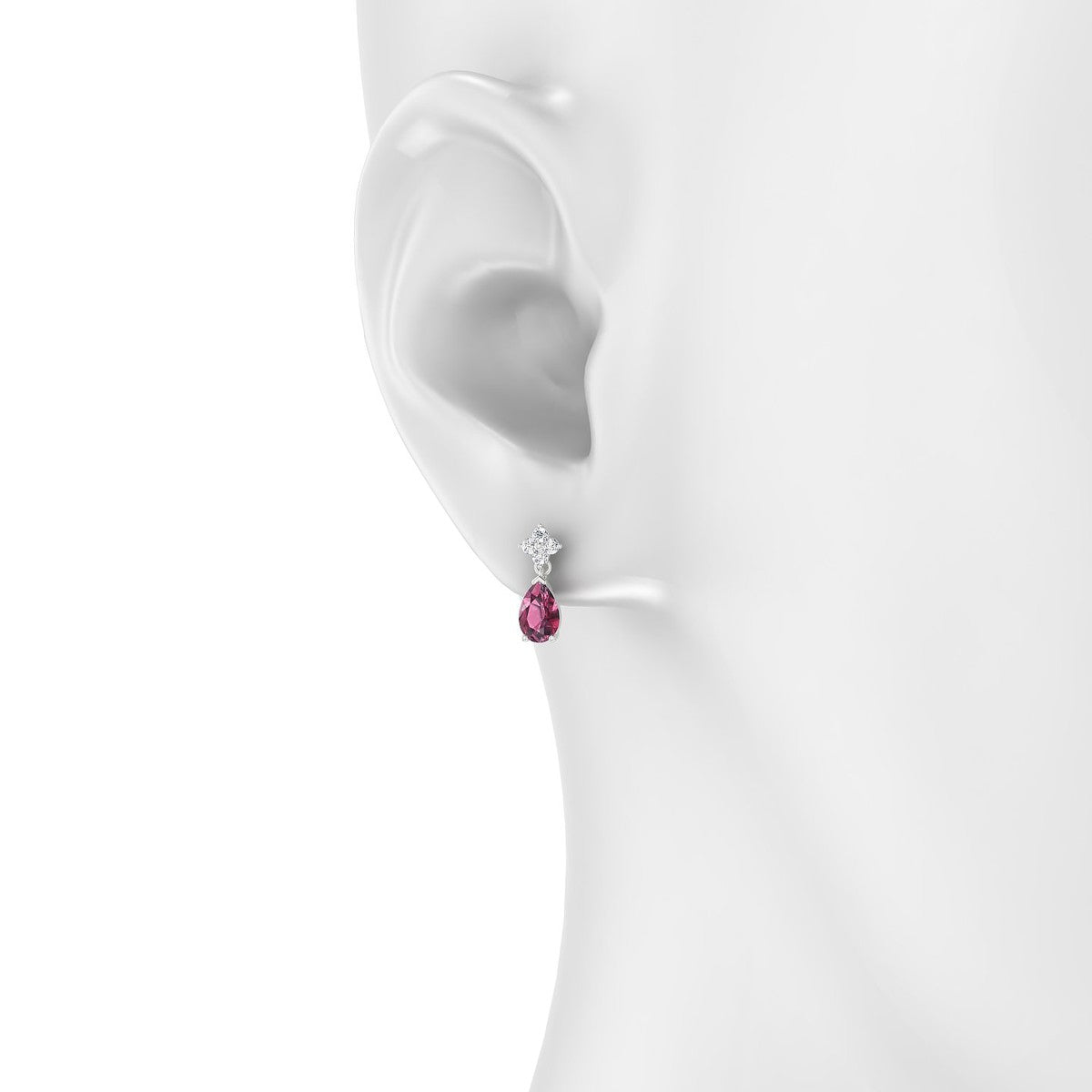 Celestial | 18k White Gold 6 x 4 mm Pear Rhodolite Earrings