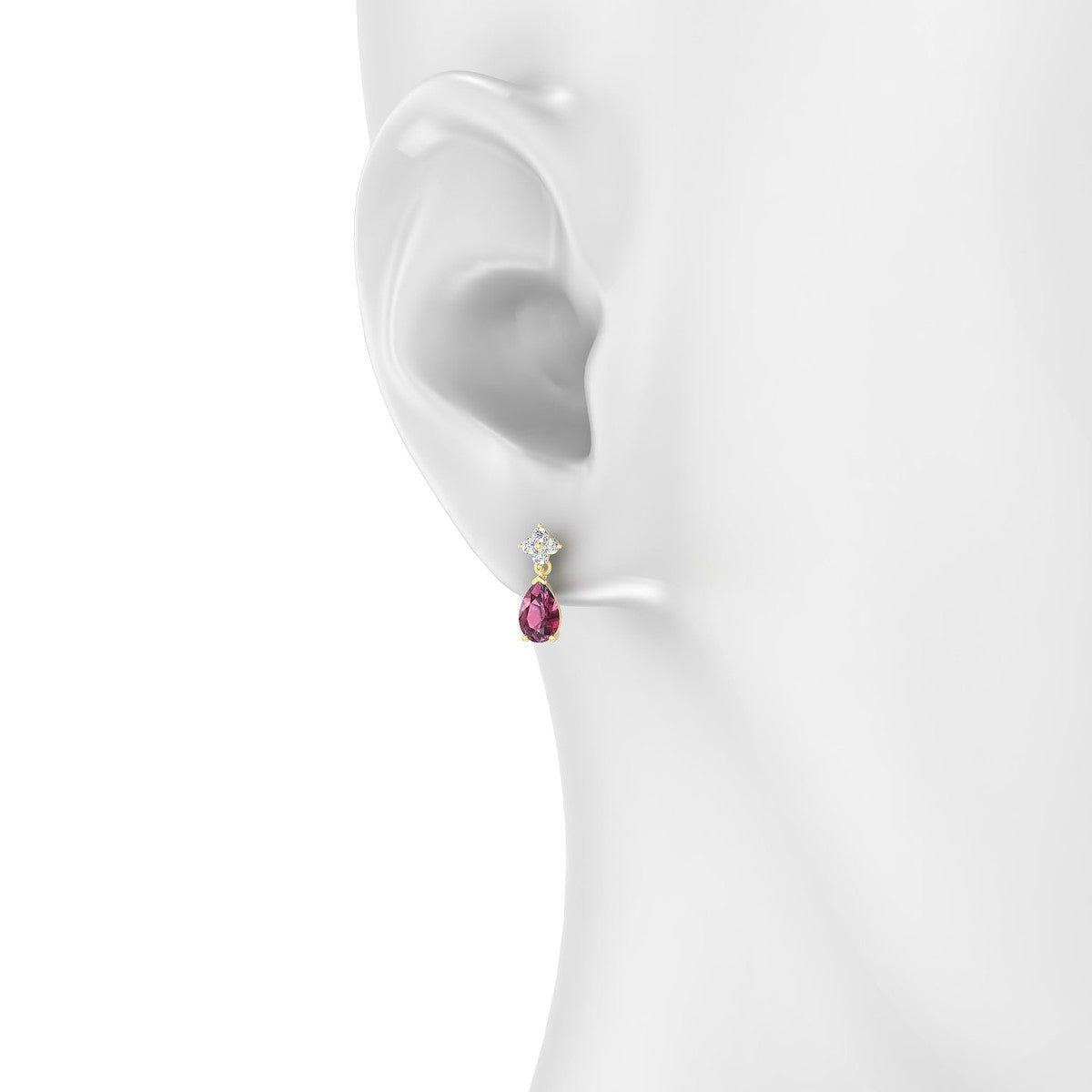 Celestial | 18k Yellow Gold 6 x 4 mm Pear Rhodolite Earrings