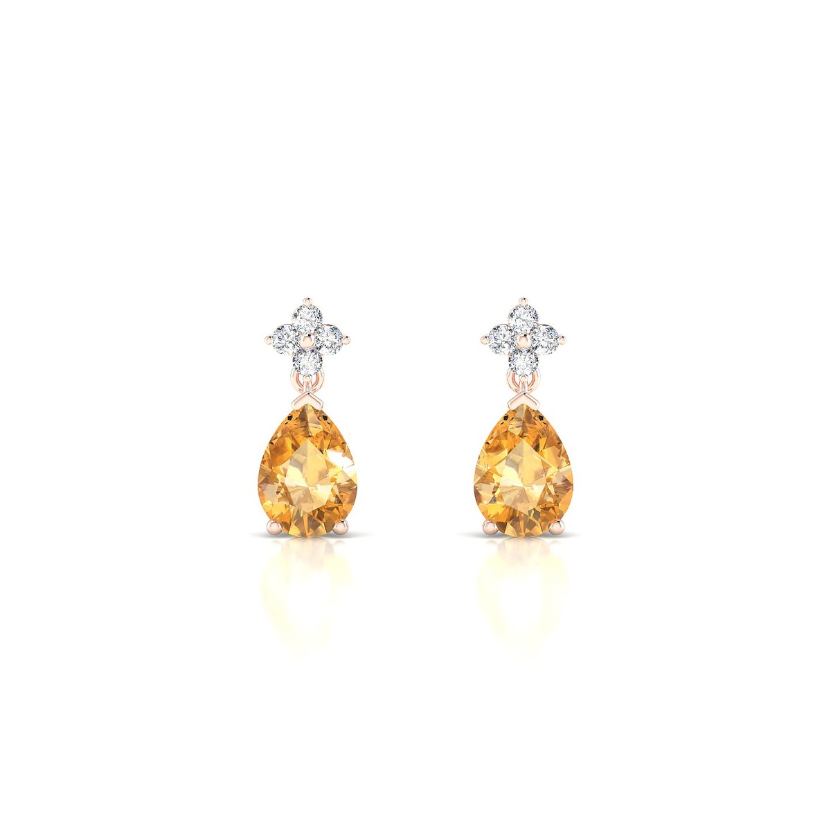 Celestial | 18k Rose Gold 7 x 5 mm Pear Citrine Earrings