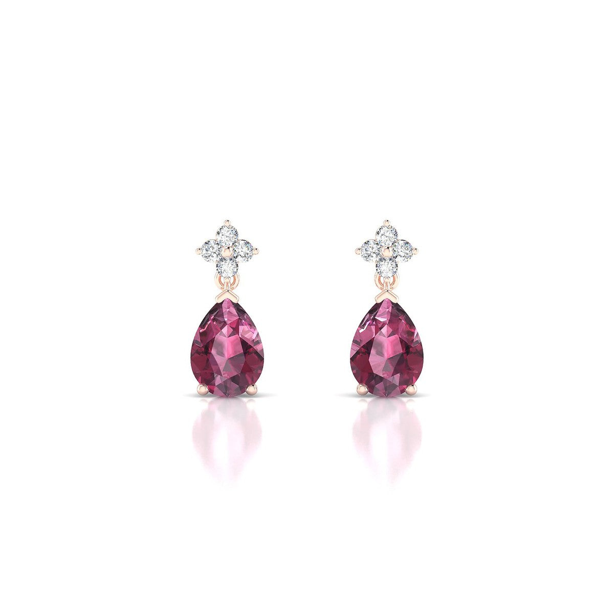 Celestial | 18k Rose Gold 7 x 5 mm Pear Rhodolite Earrings