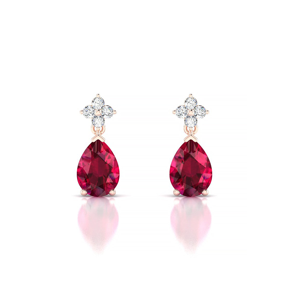 Celestial | 18k Rose Gold 7 x 5 mm Pear Ruby Earrings