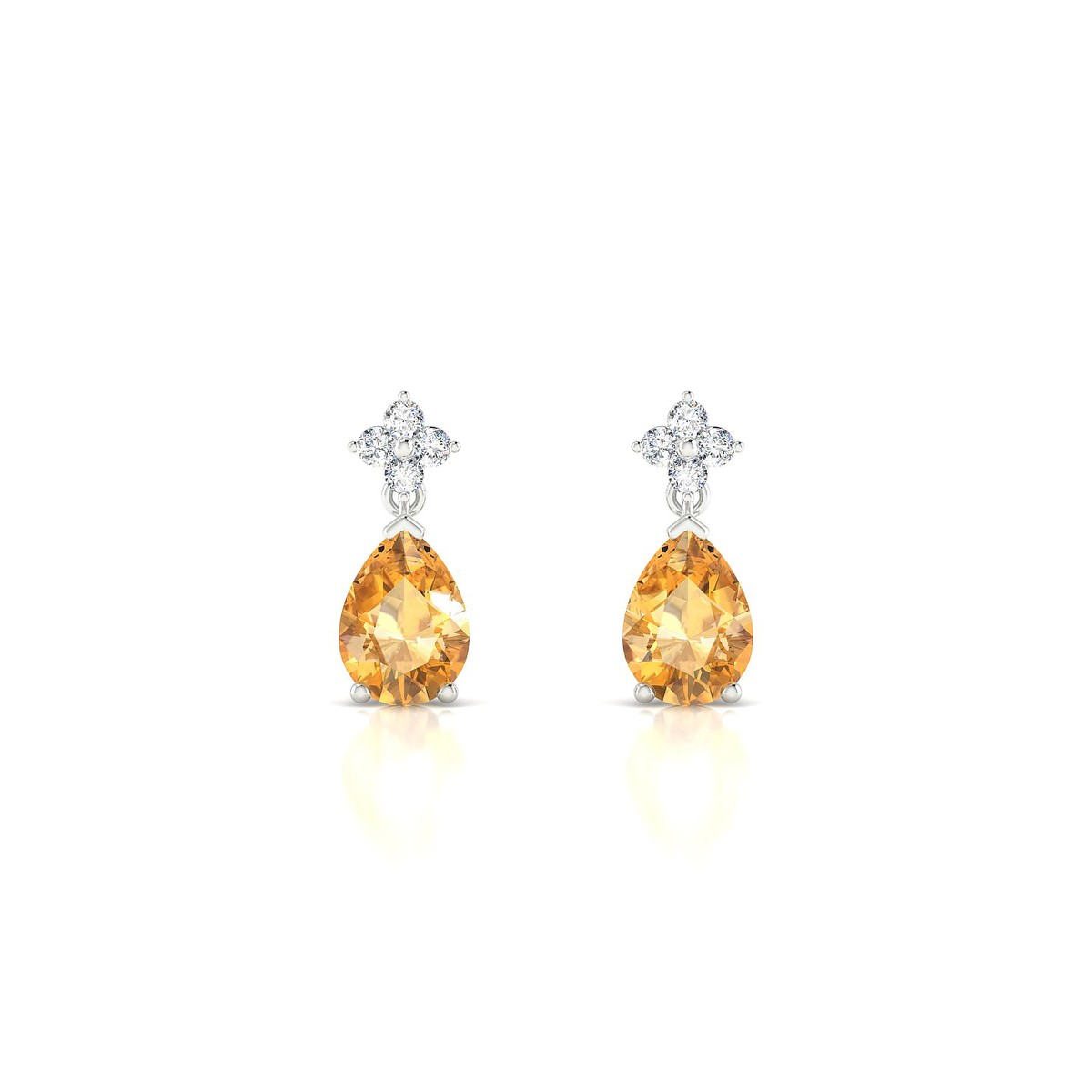 Celestial | 18k White Gold 7 x 5 mm Pear Citrine Earrings