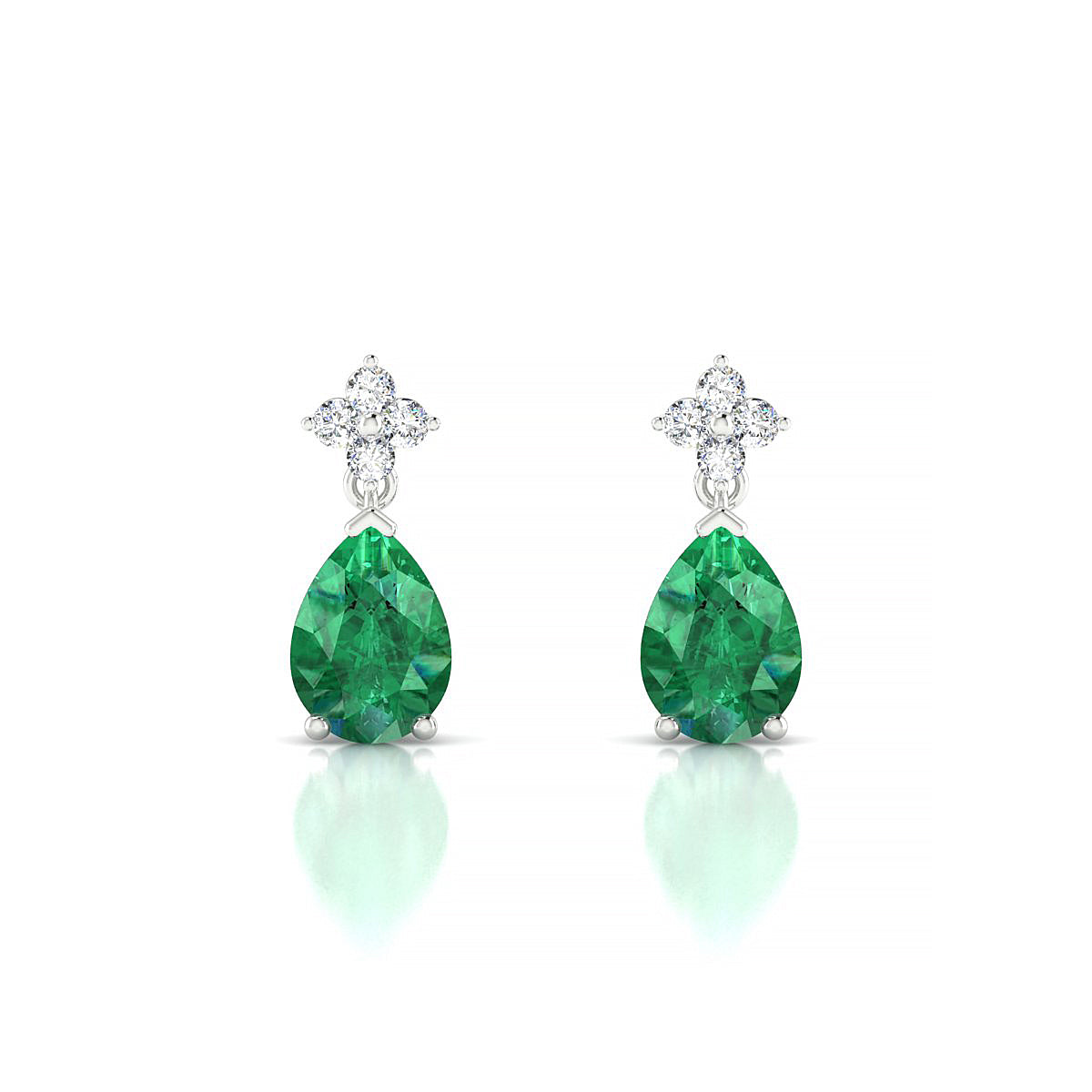 Celestial | 18k White Gold 7 x 5 mm Pear Emerald Earrings