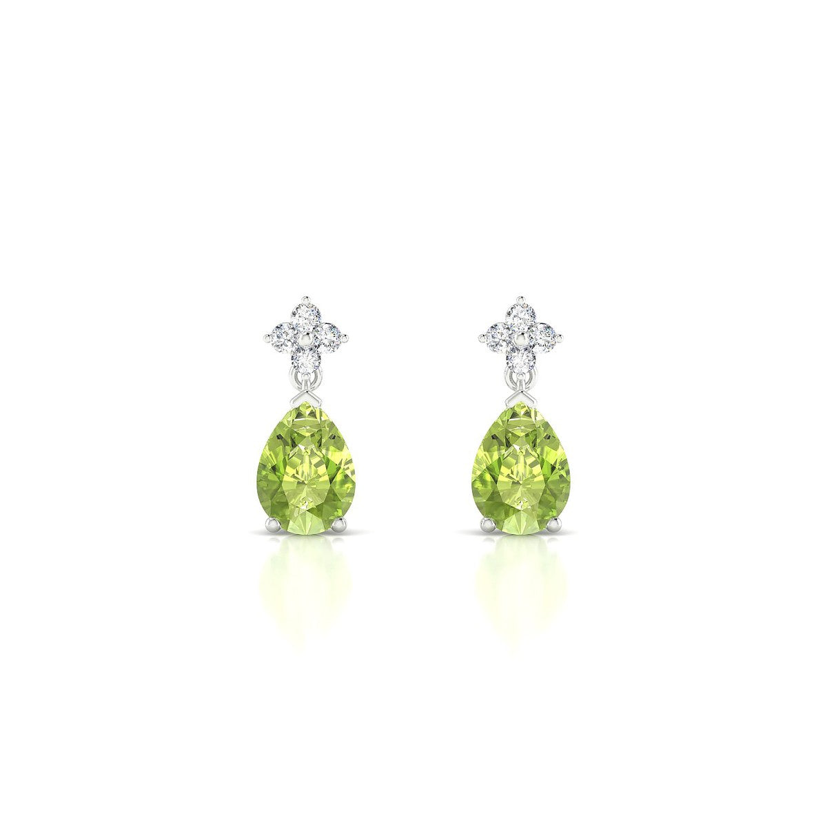 Celestial | 18k White Gold 7 x 5 mm Pear Peridot Earrings