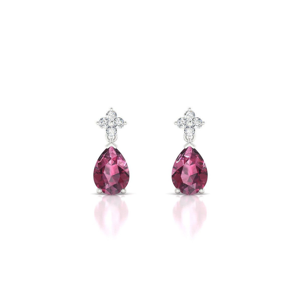 Celestial | 18k White Gold 7 x 5 mm Pear Rhodolite Earrings
