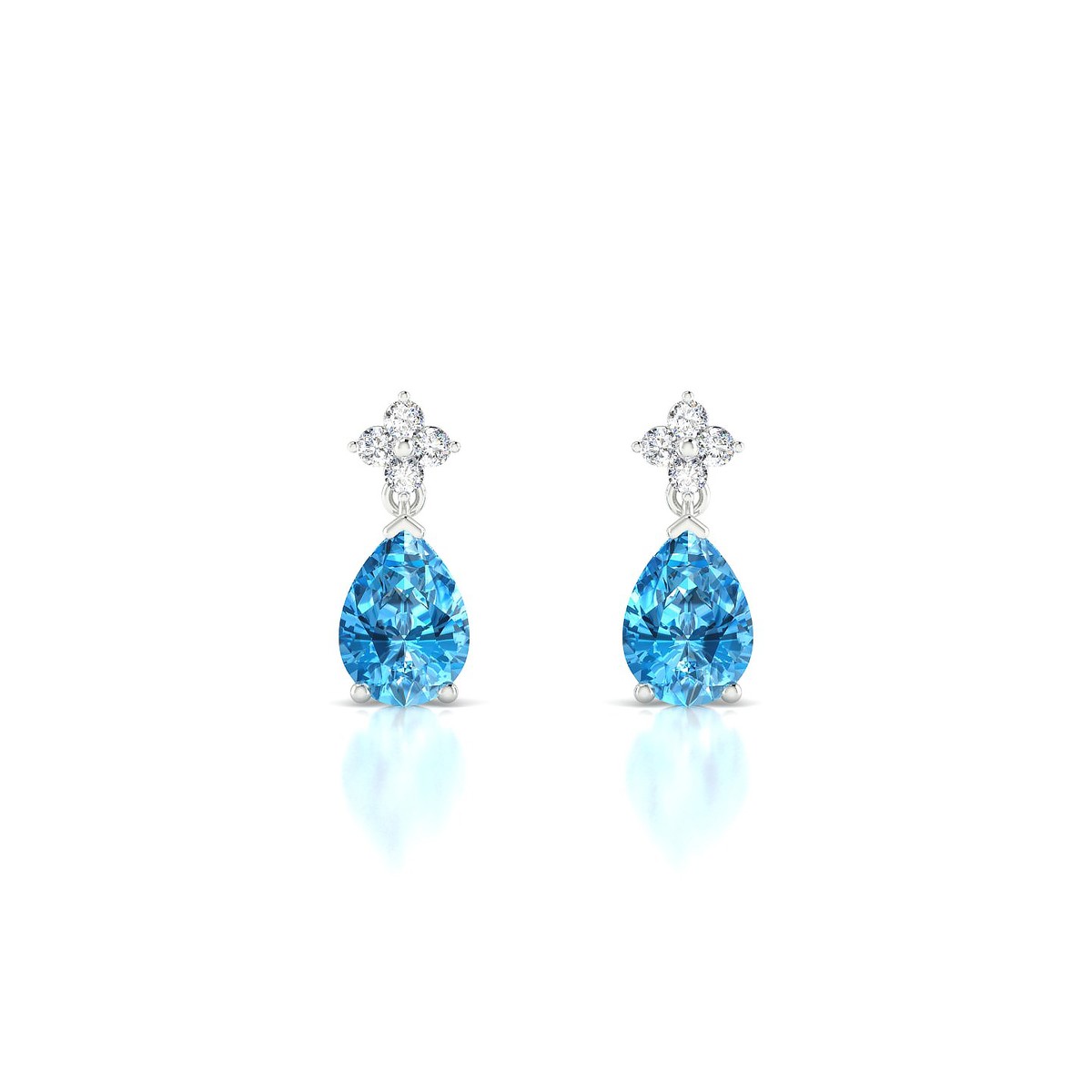 Celestial | 18k White Gold 7 x 5 mm Pear Topaz Earrings